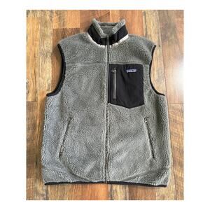 Patagonia Classic Retro X Vest Deep Pile Sherpa Grey Sz Medium Narwhal Grey